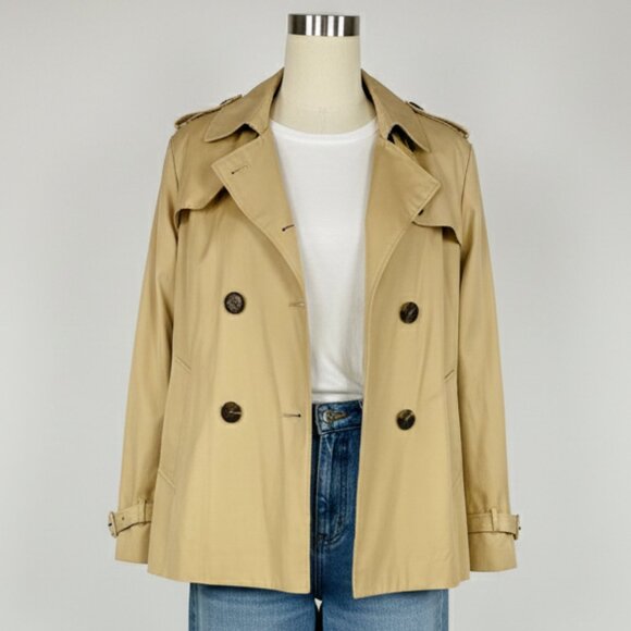 Michael Kors Short Double-Breasted Trench Coat Jacket Camel Size Large Women's - Picture 1 of 1